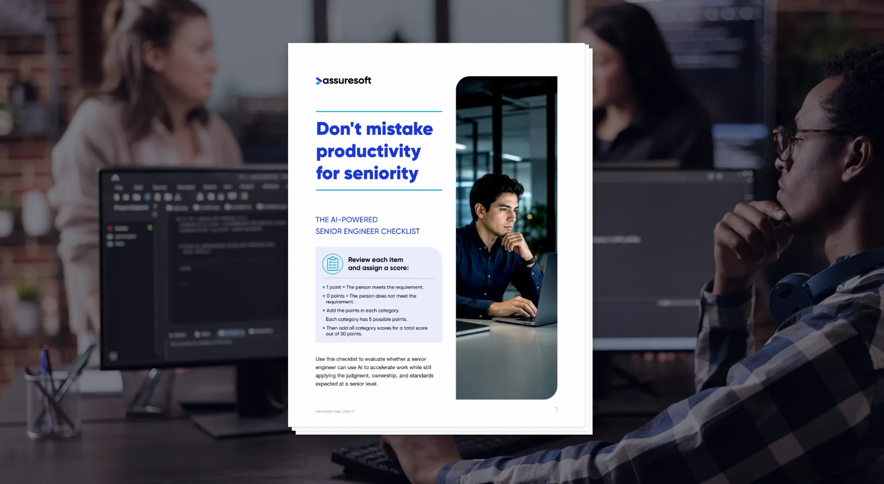 The AI Curator Checklist preview card for evaluating senior engineering talent