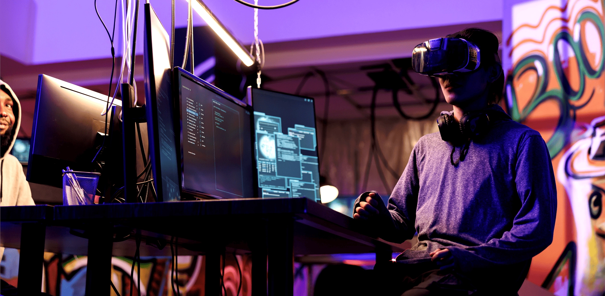 Image of a programmer testing a virtual reality game
